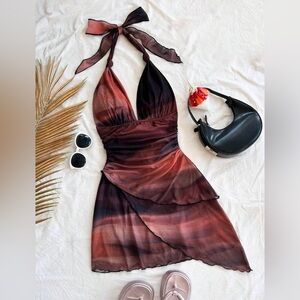 Halter V-Neck Mini Dress 🖤